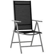 Sedia da Giardino Pieghevole in Alluminio e Texteline Schienale Regolabile a 7 Livelli, Nero 65x55x85-105cm