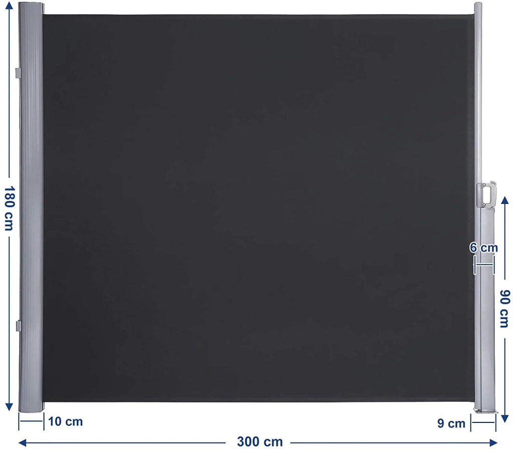 Tenda laterale estraibile, parasole, certificata con tessuti in poliestere 280 gr grigio scuro 180 x 300 grigio scuro 12_0000200