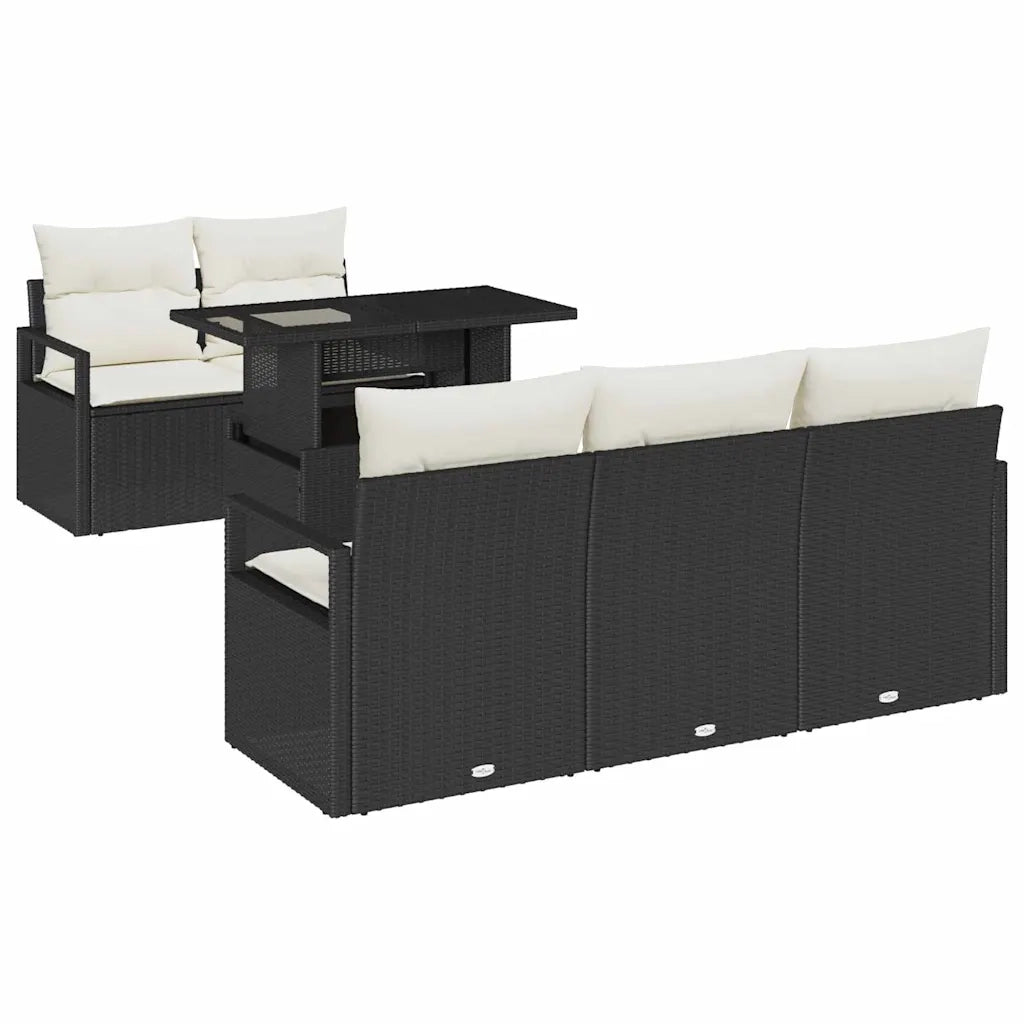 Set Divano da Giardino con archiviazione 6 pcs Nero polyrattan 3348733