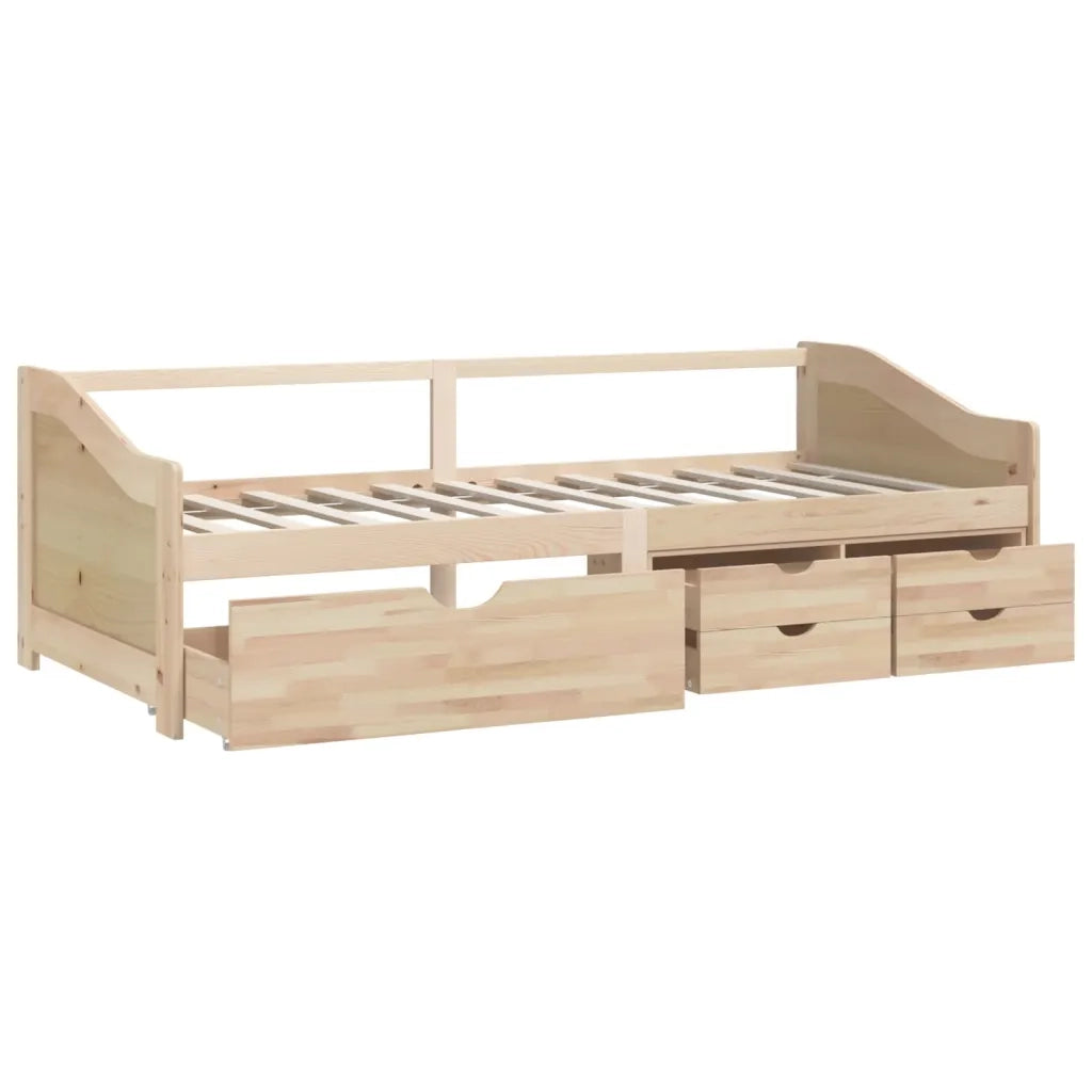 Divano Letto 3 Posti con Cassetti in Pino Massello 90x200cm 322169
