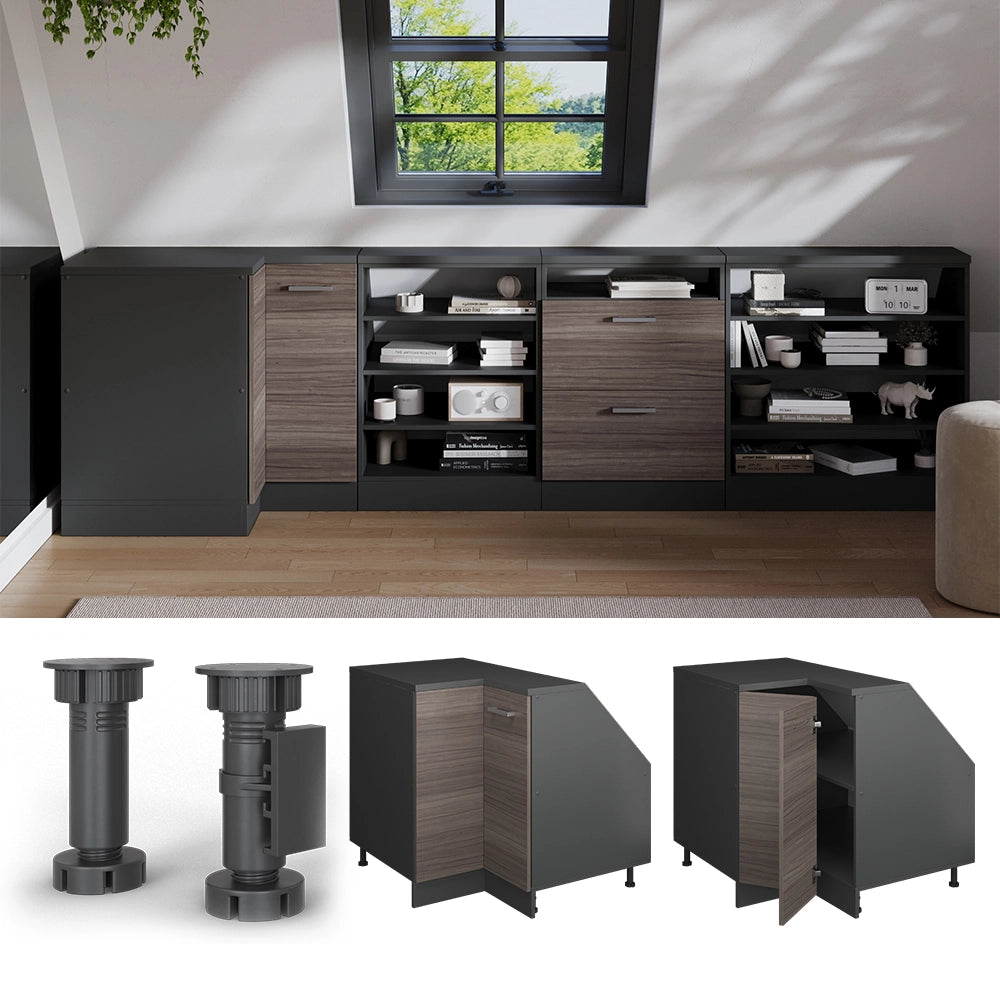 Mobile sottotetto Mobile angolare Rion Grigio nobile/Antracite 75.6 x 83.8 cm con 1 porta, carcassa dell’armadio profondità 60 cm Vicco