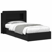 Letto singolo | Letto per adulti | Telaio del letto con storage con cassetto Nero 90 x 190 cm