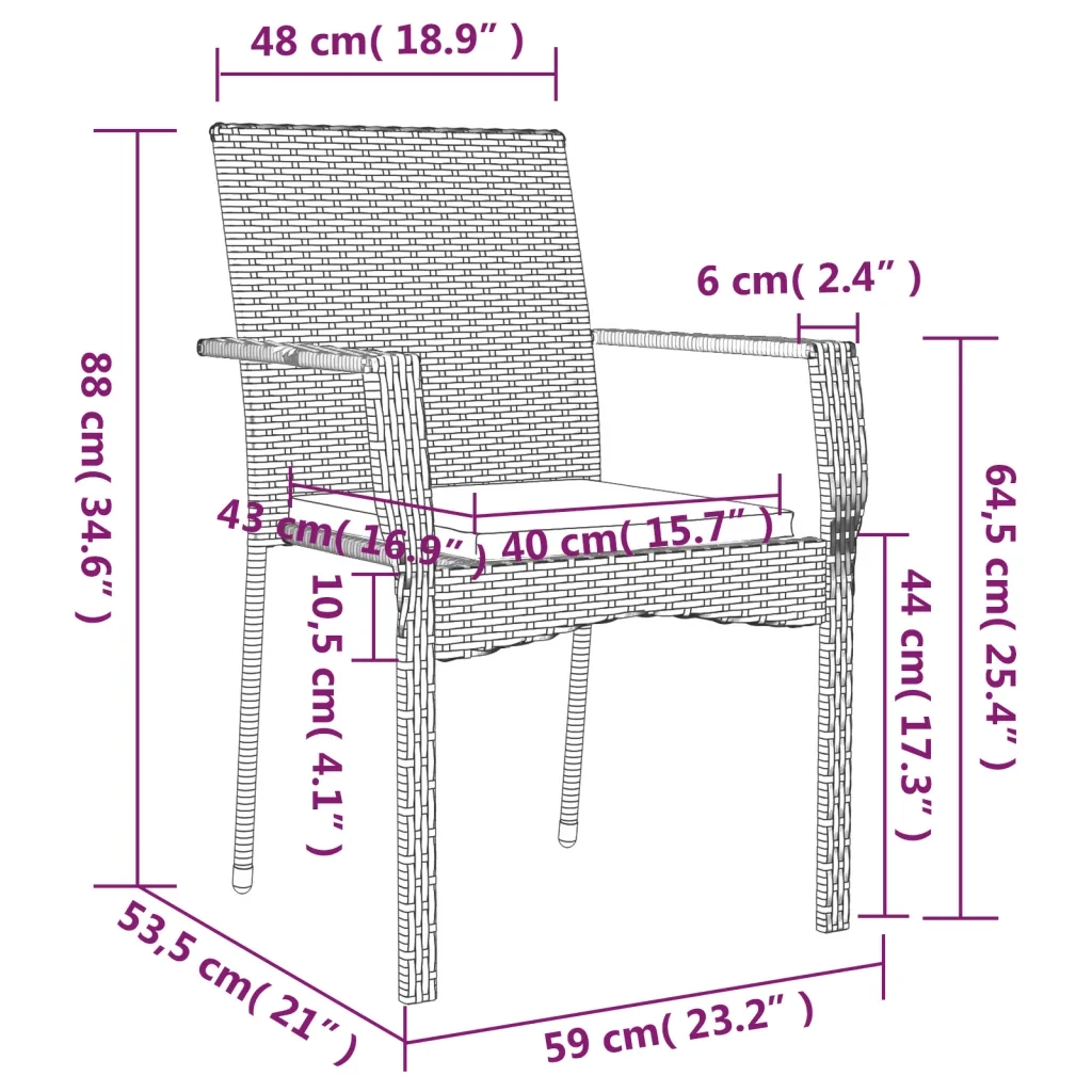 Set da Pranzo da Giardino 9 pz con Cuscini Nero in Polyrattan 3213503