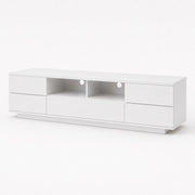 Mobile Porta TV Bianco Con 4 Ante 1 Anta A Ribalta 2 Vani A Giorno Con Passacavi Design Moderno In MDF Mobile Per Soggiorno Salotto Zona Living 180 x 38 x 46 Cm