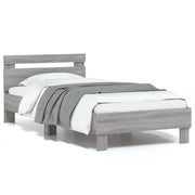 Letto singolo | Letto per adulti | Giroletto con Testiera Grigio Sonoma 75x190cm Legno Multistrato