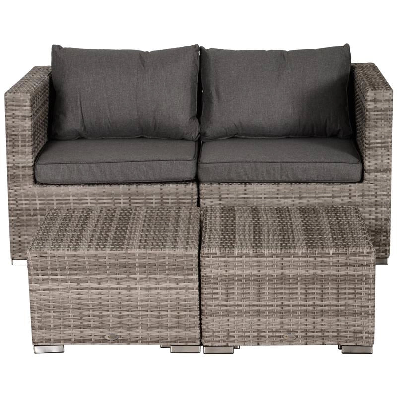 SALOTTO DA GIARDINO IN PE RATTAN 8 PEZZI CON STRUTTURA IN ALLUMINIO GRIGIO