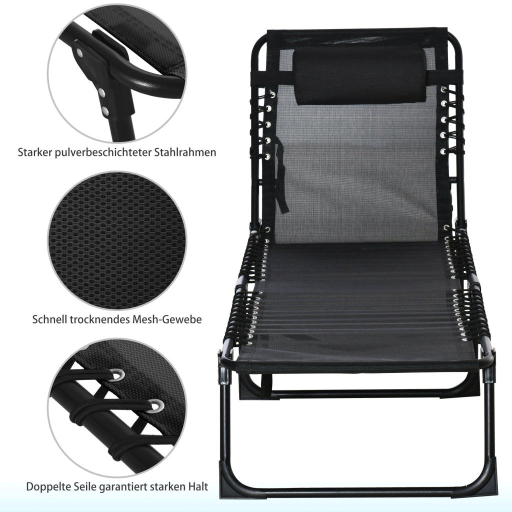 Lettino da giardino pieghevole ¨C zephmum ¨C nero metallo 189x58x30