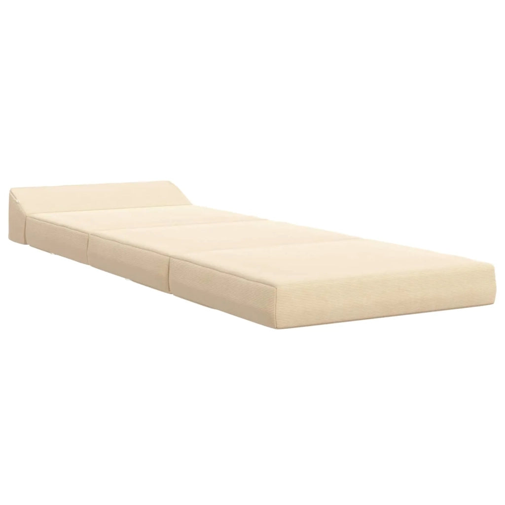 Divano Letto Pieghevole Crema 200 x 70 x 10 cm Tessuto in Cords 900031
