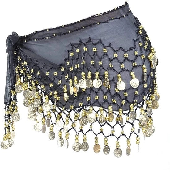 Gonna Chiffon per Danza - Foulard per Coreografia - Cintura per Danza - Abito per Esibizione - Abbigliamento per Zumba - Allenamento - Leggero con Pailletti di Menta