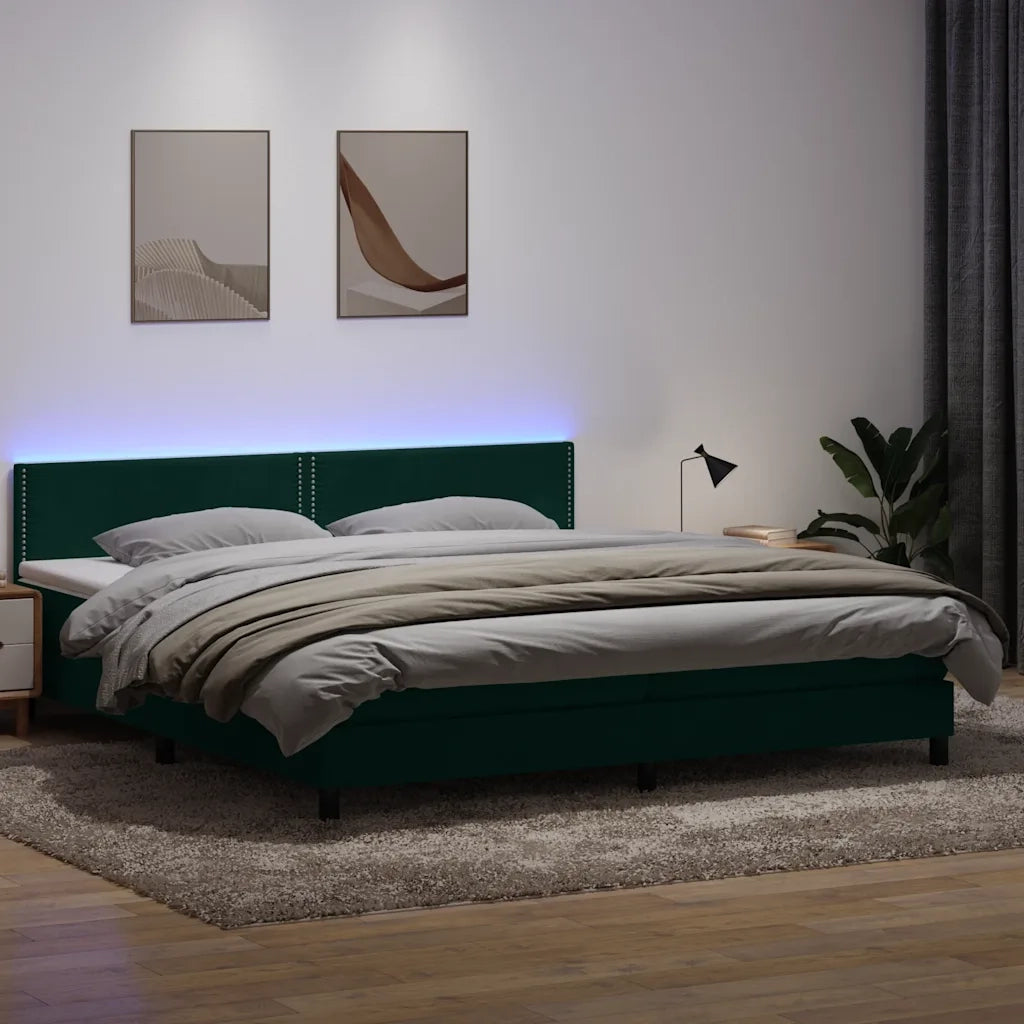 Giroletto a Molle con Materasso Verde Scuro 180x220 cm Velluto