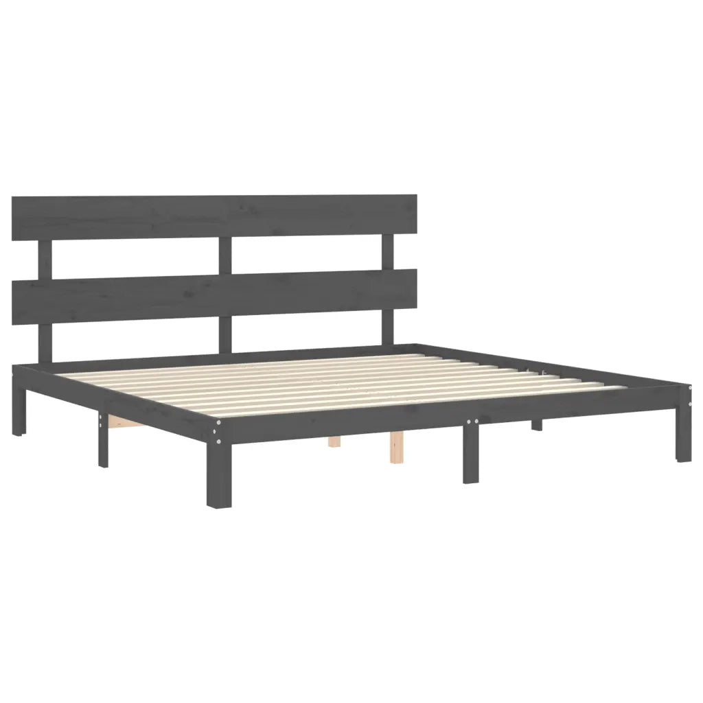 Giroletto con Testiera Grigio 200x200 cm in Legno Massello 3193553