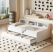 Letto daybed 90x200 cm con 2 cassetti e vani contenitore, bianco
