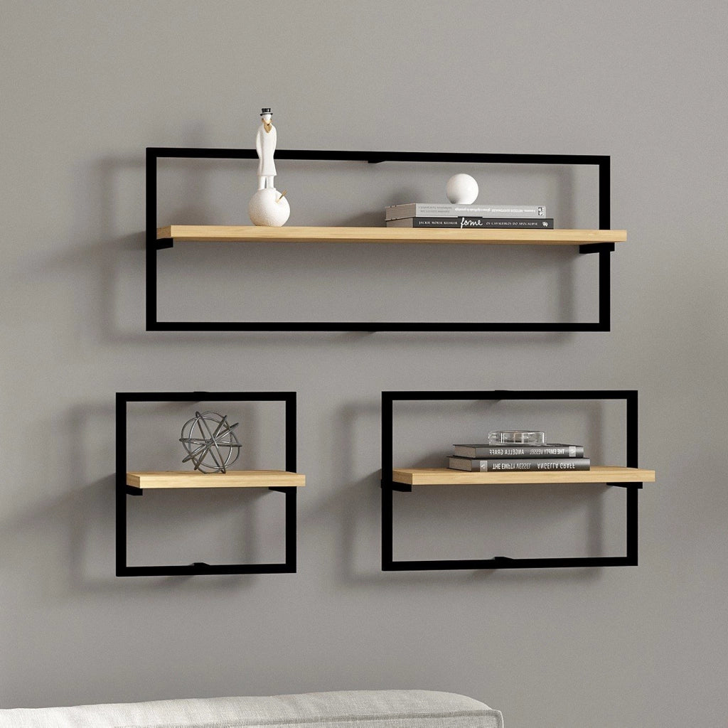 Gandosso, Mensola 3 Ripiani, 80x20x30h cm Marrone Rovere