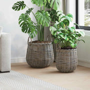 Cestino per piante con archiviazione 2 pcs Grigio Rattan Lacak