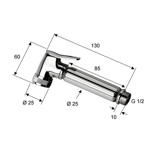 Doccetta bidet a pulsante lux in ottone cromato