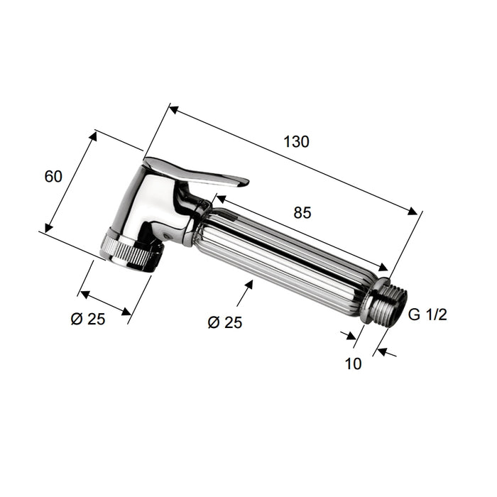 Doccetta bidet a pulsante lux in ottone cromato