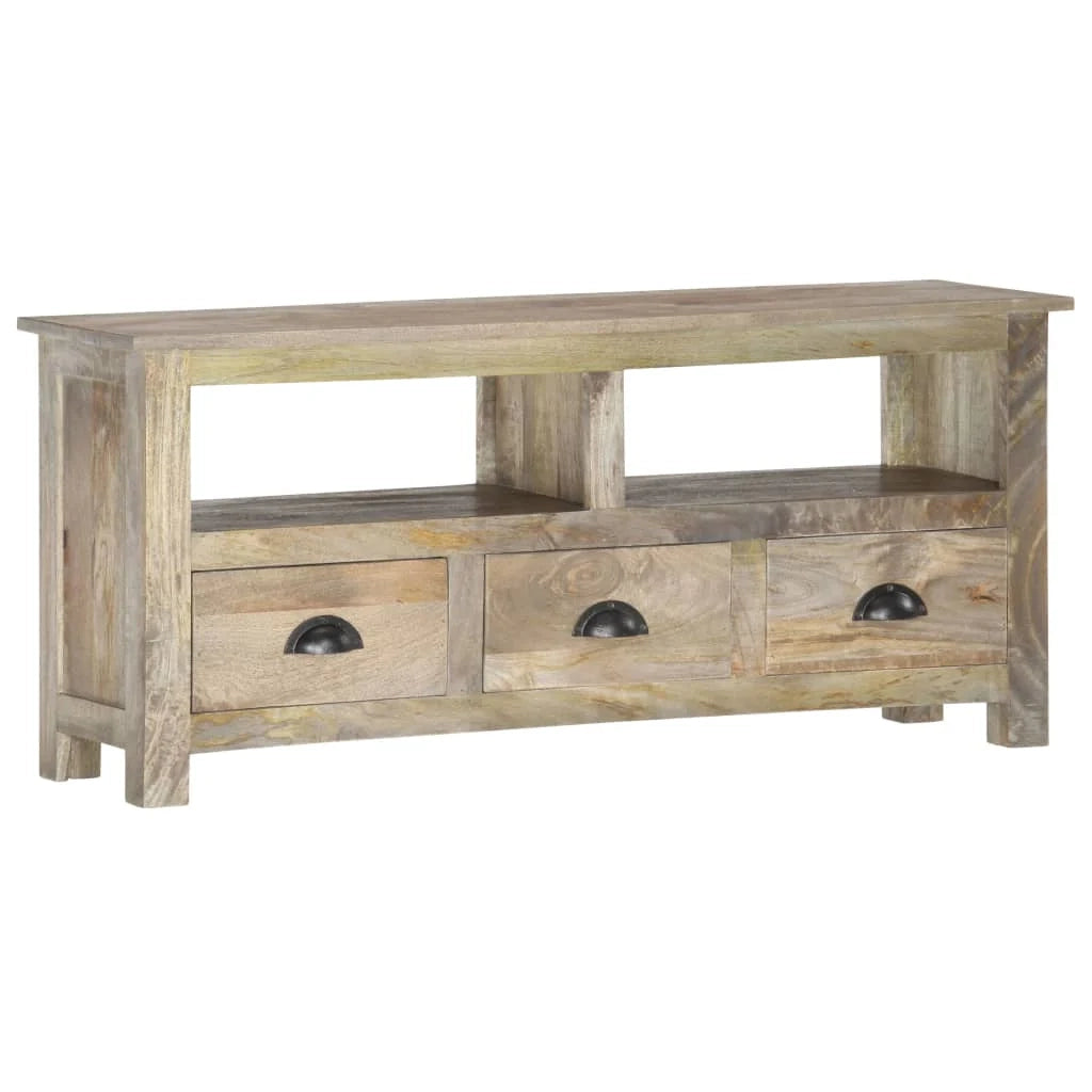 Mobile TV multimediale scaffale per televisione televisore buffet sala da pranzo soggiorno camera da letto 110 x 30 x 50 cm legno massello di mango grigio 02_0025748