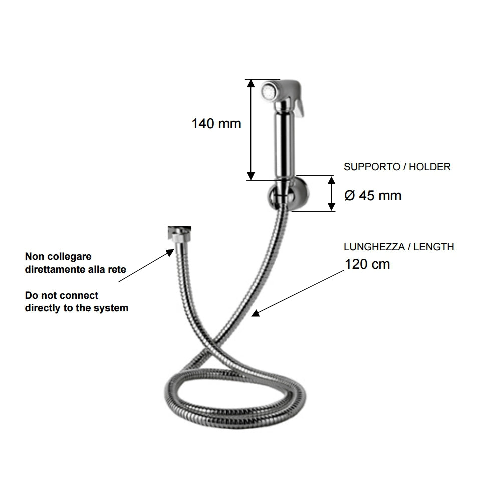 Set relax - doccetta bidet - con doccia a pulsante, flessibile e supporto lux