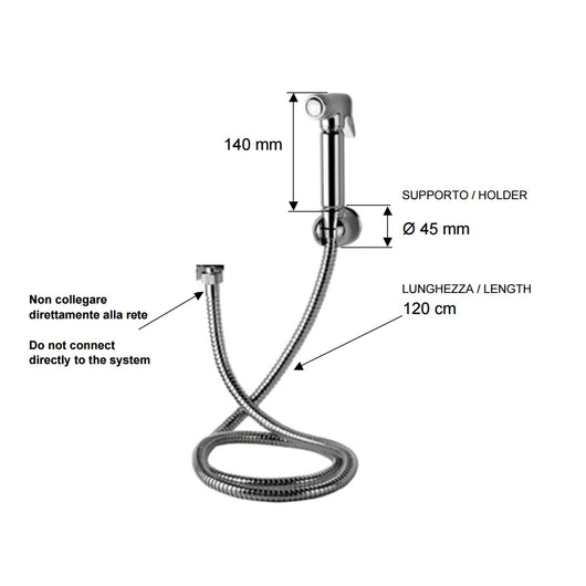 Set relax - doccetta bidet - con doccia a pulsante, flessibile e supporto lux