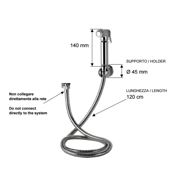 Set relax - doccetta bidet - con doccia a pulsante, flessibile e supporto lux