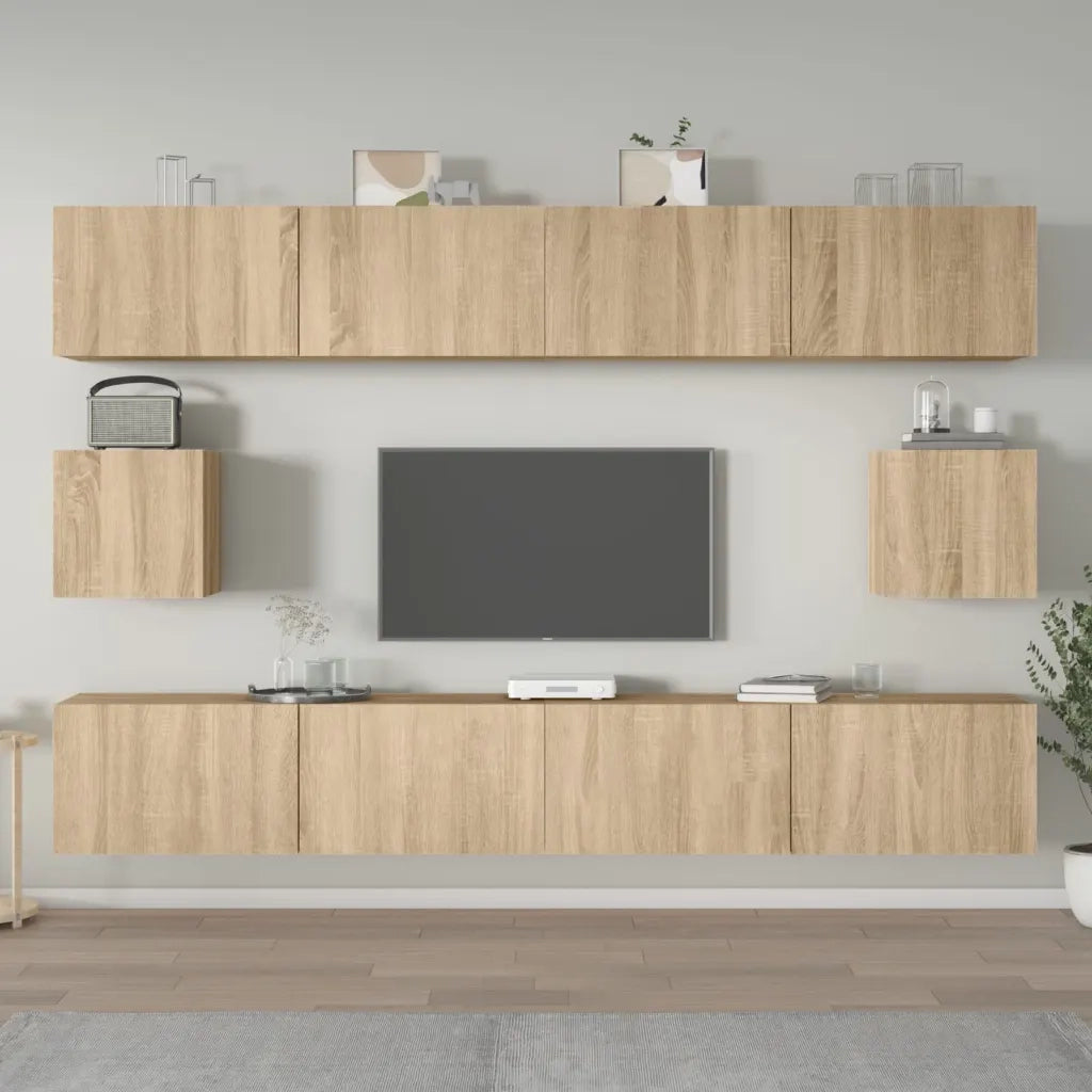 Set di Mobili Porta TV 6 pz Rovere Sonoma in Legno Multistrato cod mxl 24664