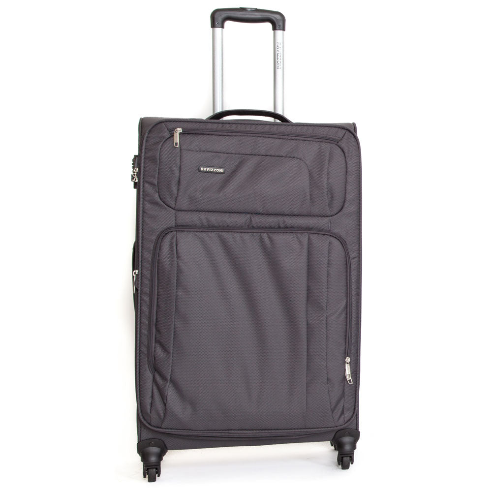 Trolley Valigia Grande Morbida in Poliestere 4 Ruote TSA Ravizzoni Raffaello DK Grigio