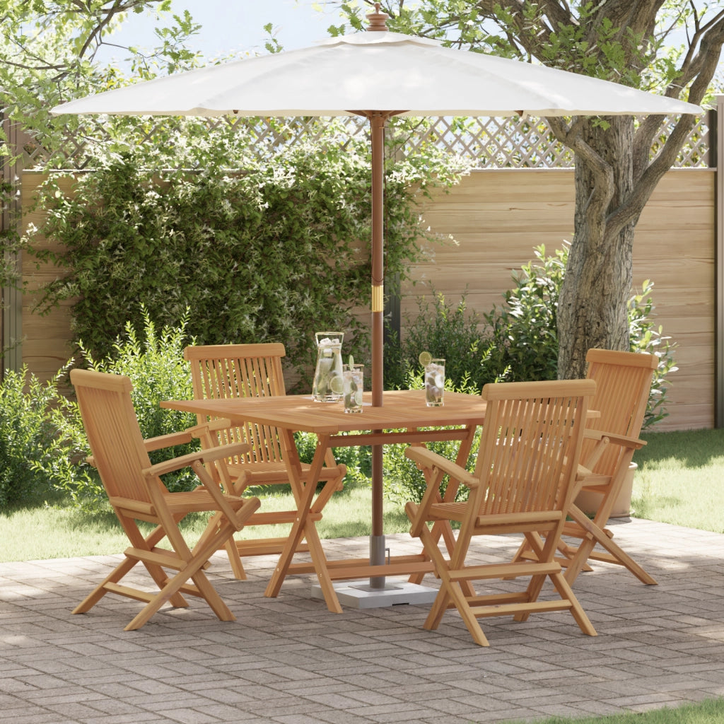 Set Pranzo Giardino 5 Pezzi Legno Massello di Teak