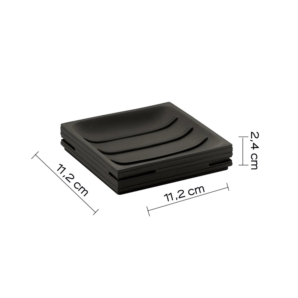 Portasapone d'appoggio in resina QU11 Gedy serie QUADROTTO Nero