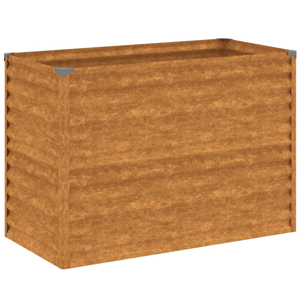 Fioriera rialzata per piante fiori patio giardino 100 x 50 x 69 cm acciaio corten marrone 02_0039305