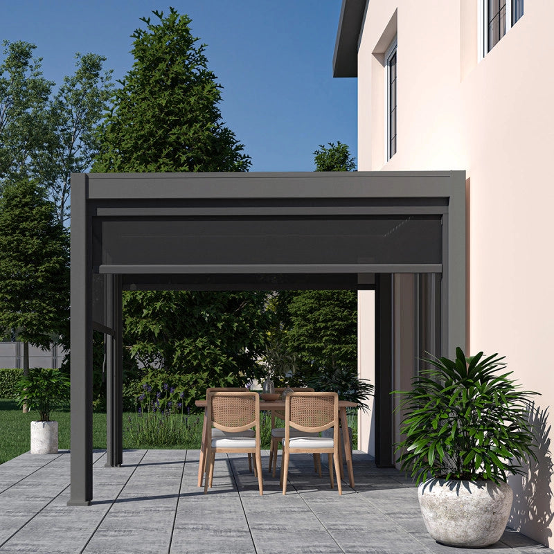 Pergola bioclimatica Ombréa autoportante VS 3x3M Antracite + 1 tenda
