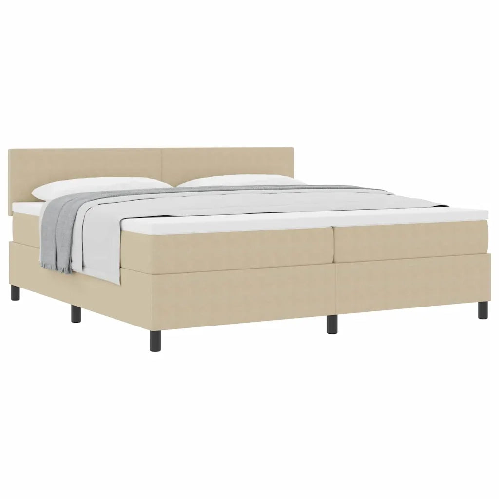 Letto a molle con testiera Grigio chiaro e bianco 200 x 200 cm 3337530