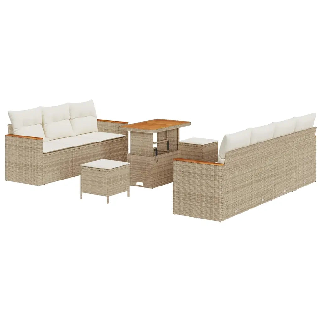 Set Divano da Giardino 10 pcs Beige polyrattan