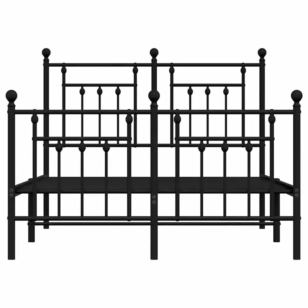Giroletto con Testiera e Pediera-Struttura Letto Metallo Nero 135x190 cm 670287