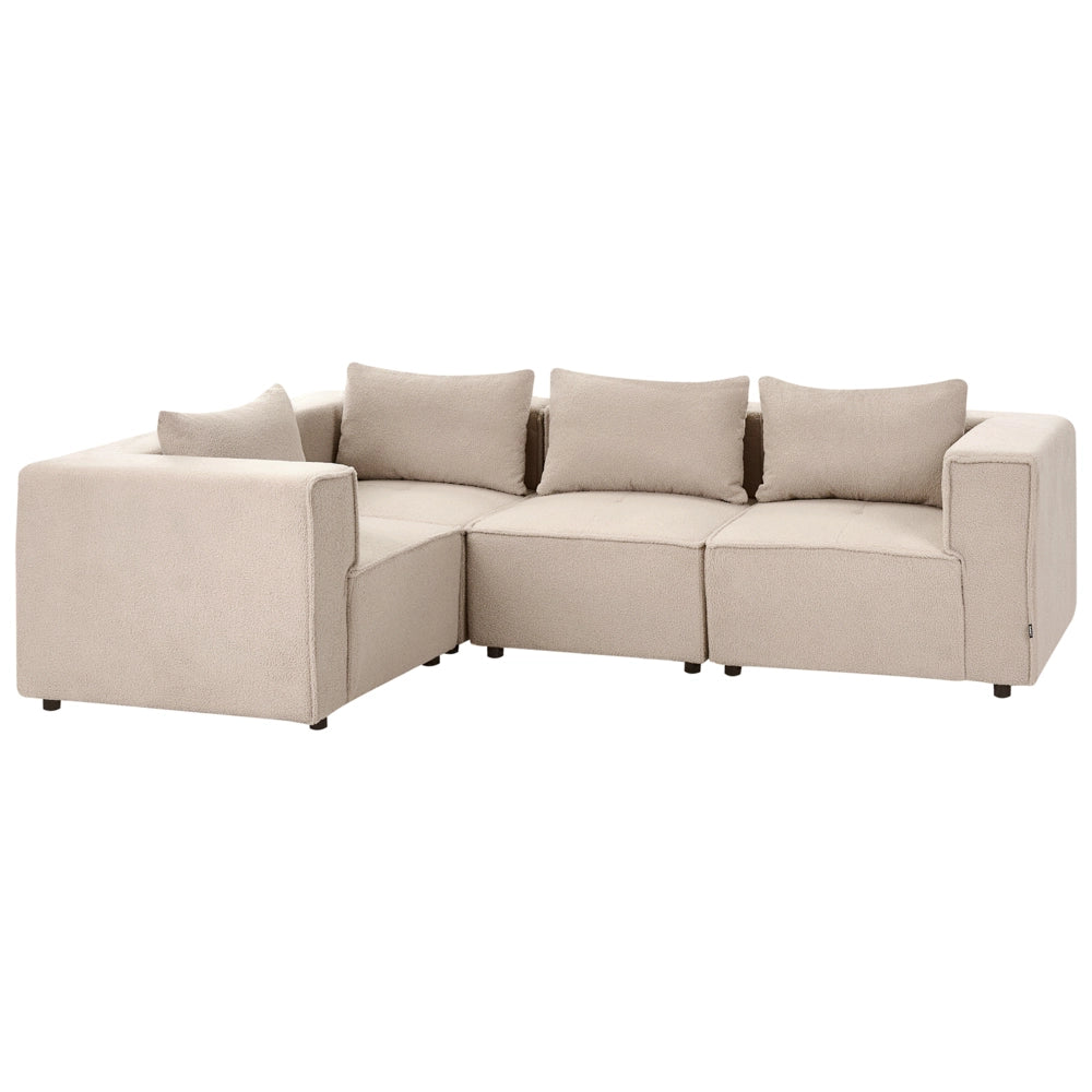 Divano a 4 posti in tessuto bouclè beige modulare lato destro stile minimale moderno