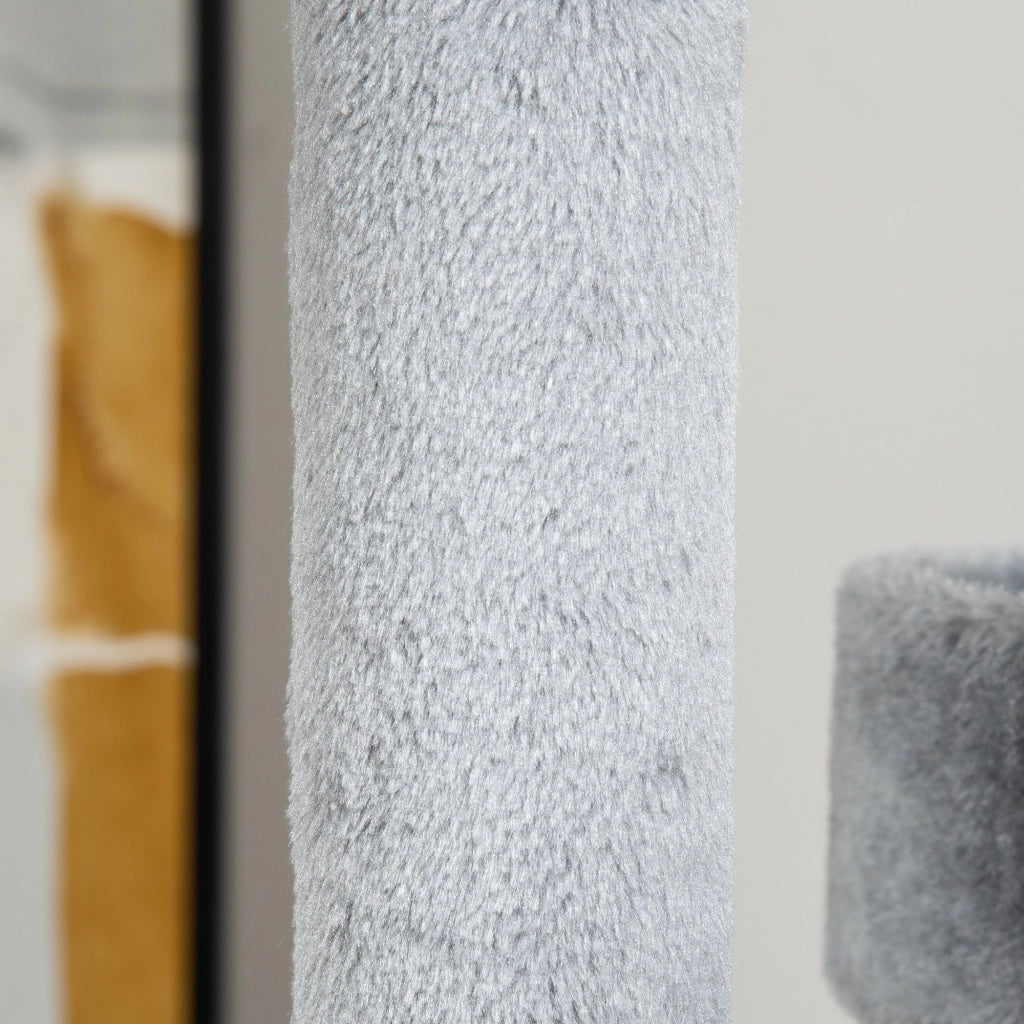 Torre per Gatti con Cuscino e Cuccia Grigio ¨C Zephmum ¨C 48x48x107 cm