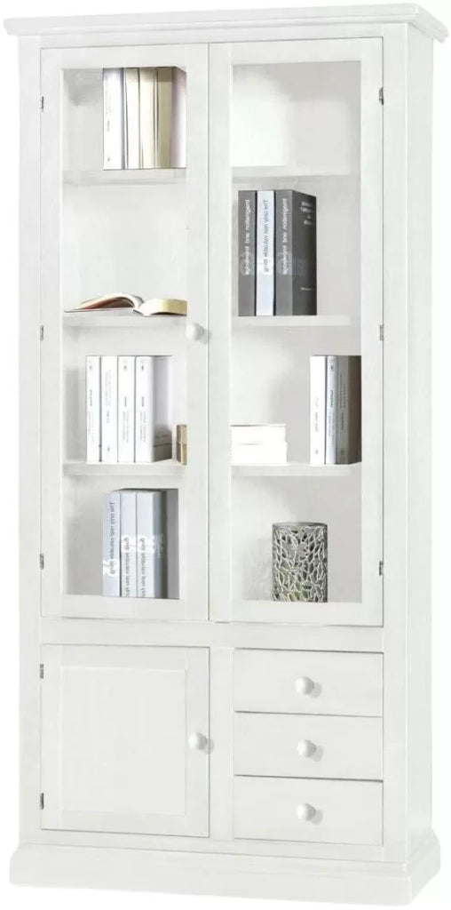 Vetrina 3 ante arte povera in legno bianca 90x41x186 (1388) - Mobili 2G