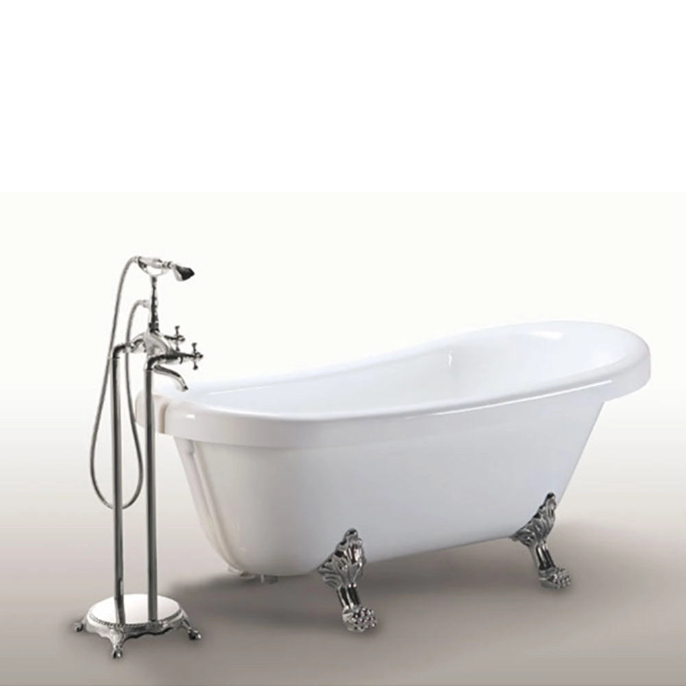 Vasca freestanding vintage 170 x 80 cm con piedi argento con rubinetto - Margherita