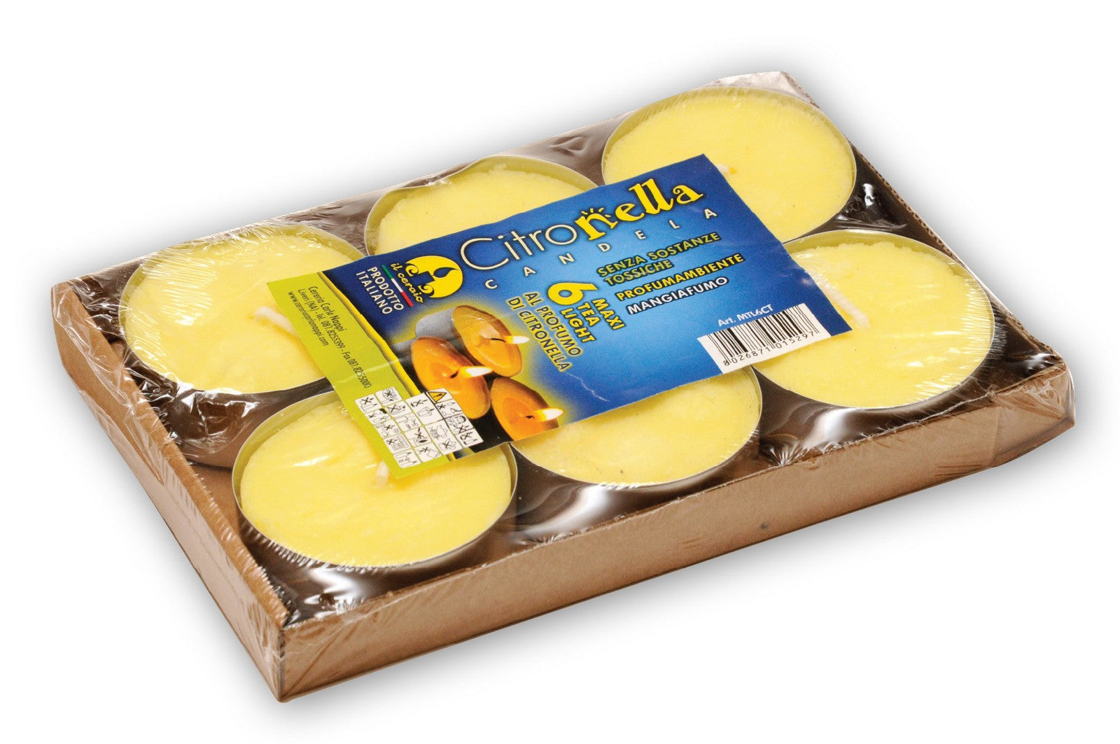 citronella tea-light maxi d 60 conf. 6 pz cod:ferx.15985