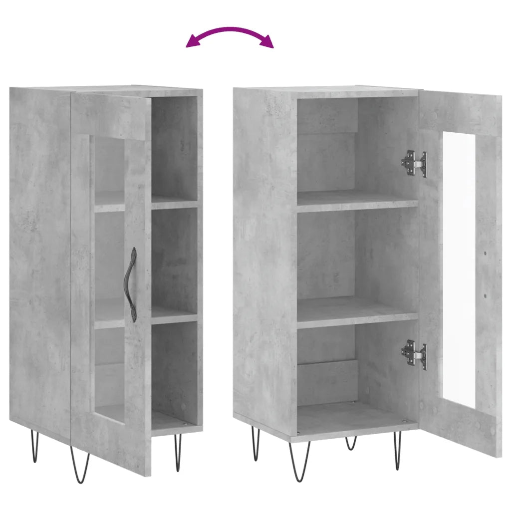 Credenza Grigio Cemento 34,5x34x90 cm in Legno Multistrato 828792