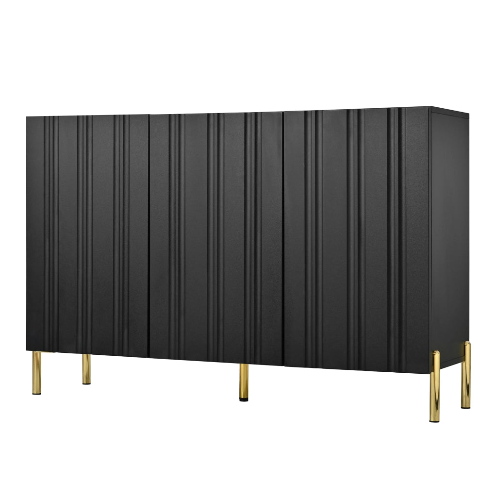 Credenza Moderna 120×35;5×80 cm con 3 Ante; Mobile Scarpiere e Sideboard in MDF/PB con Piedi Dorati