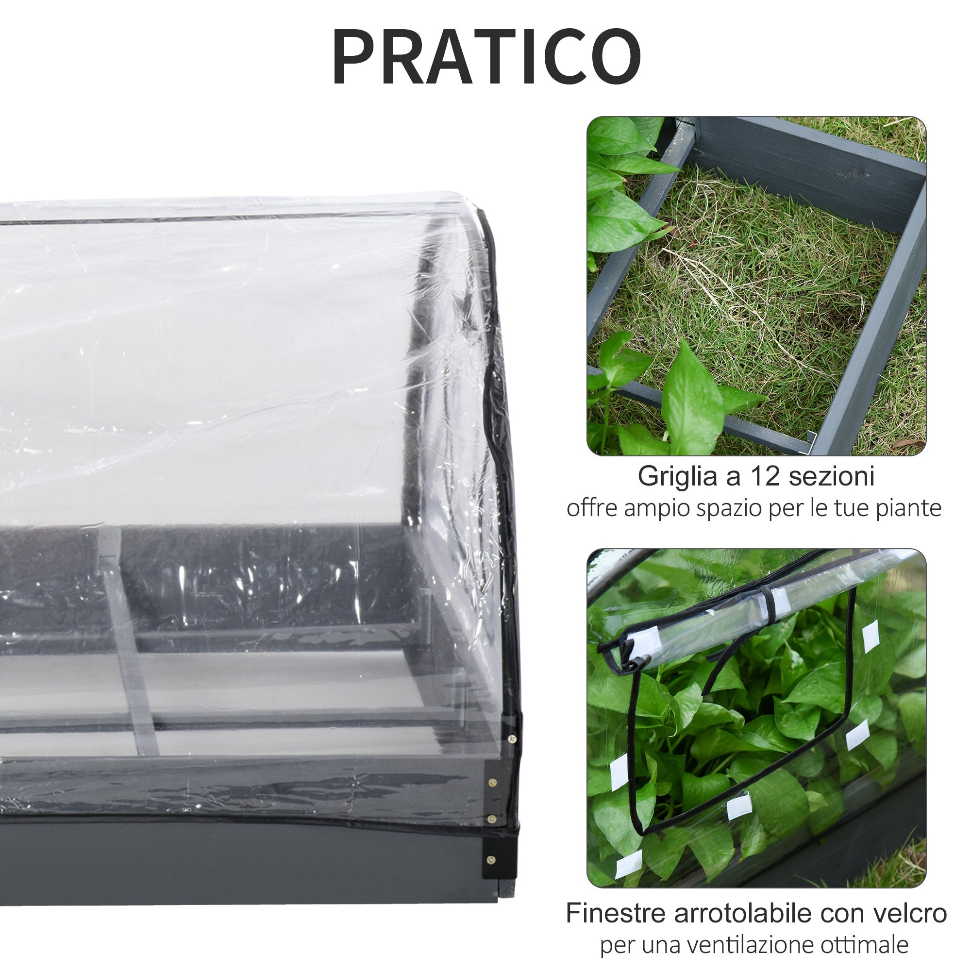 Mini Serra da Giardino Balcone 120x79x53 cm in PVC Trasparente