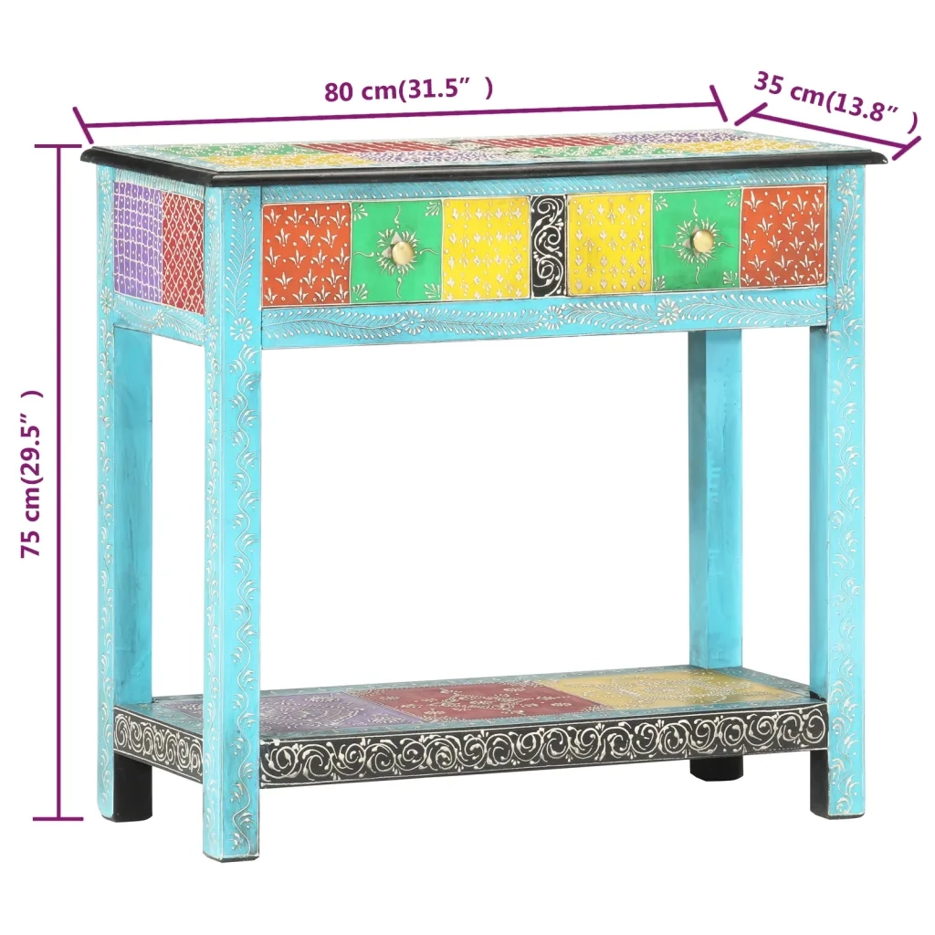 Tavolo Consolle Dipinto a Mano 80x35x75 cm in Legno di Mango cod mxl 64081