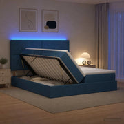 Letto con contenitore LED e materasso Blu 200 x 200 cm Tessuto 3460253
