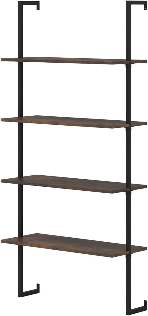 Mensola da parete a 4 ripiani, scaffalatura aperta con telaio in metallo, mensola sospesa industriale, salvaspazio per soggiorno, cucina, camera da letto e ufficio, 76 x 30 x 163 cm