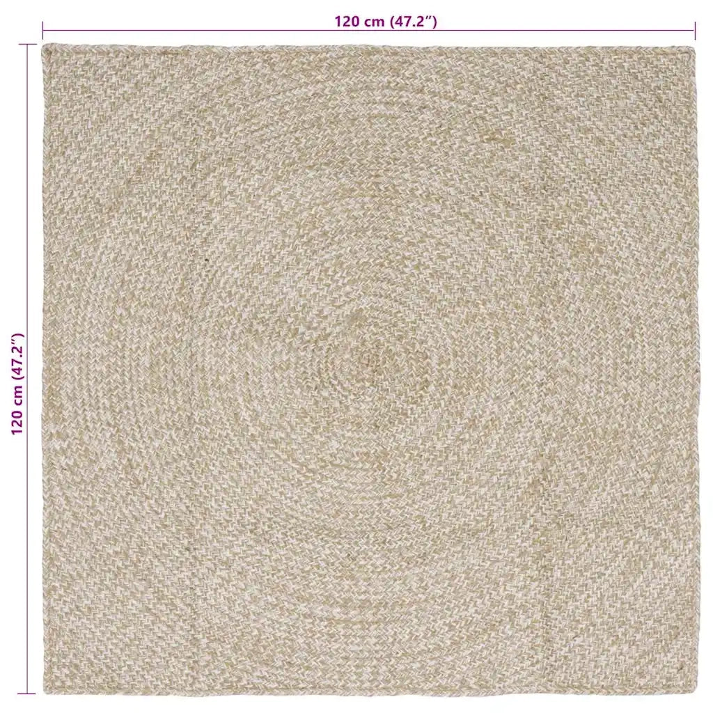 Tappeti per area Naturale e Bianco 120 x 120 cm Juta