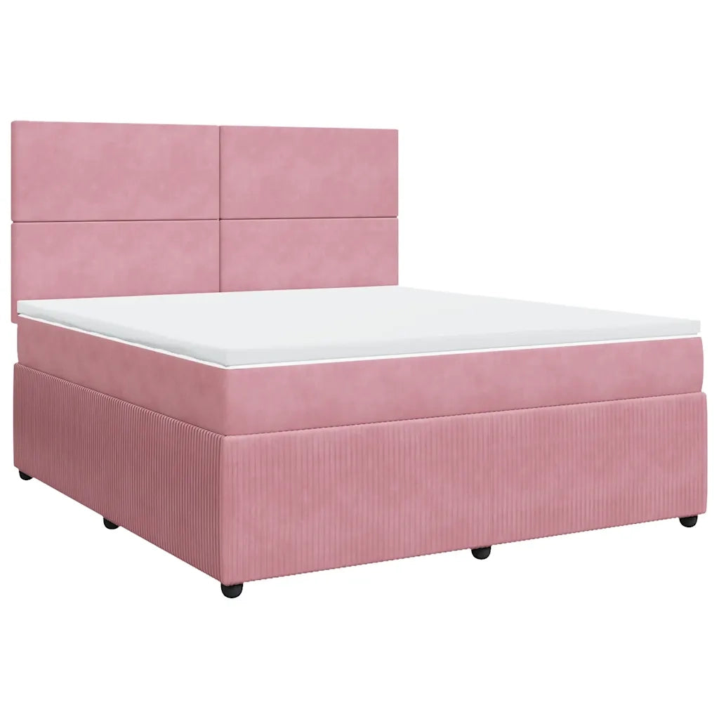 Giroletto a Molle con Materasso Rosa 180x200 cm in Velluto 3294705