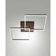 Plafoniera Bard Corten 65x65cm 2 luci ruggine calda design moderno Fabas