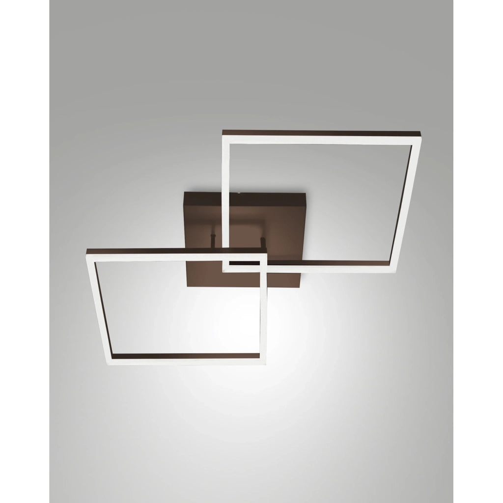 Plafoniera Bard Corten 65x65cm 2 luci ruggine calda design moderno Fabas