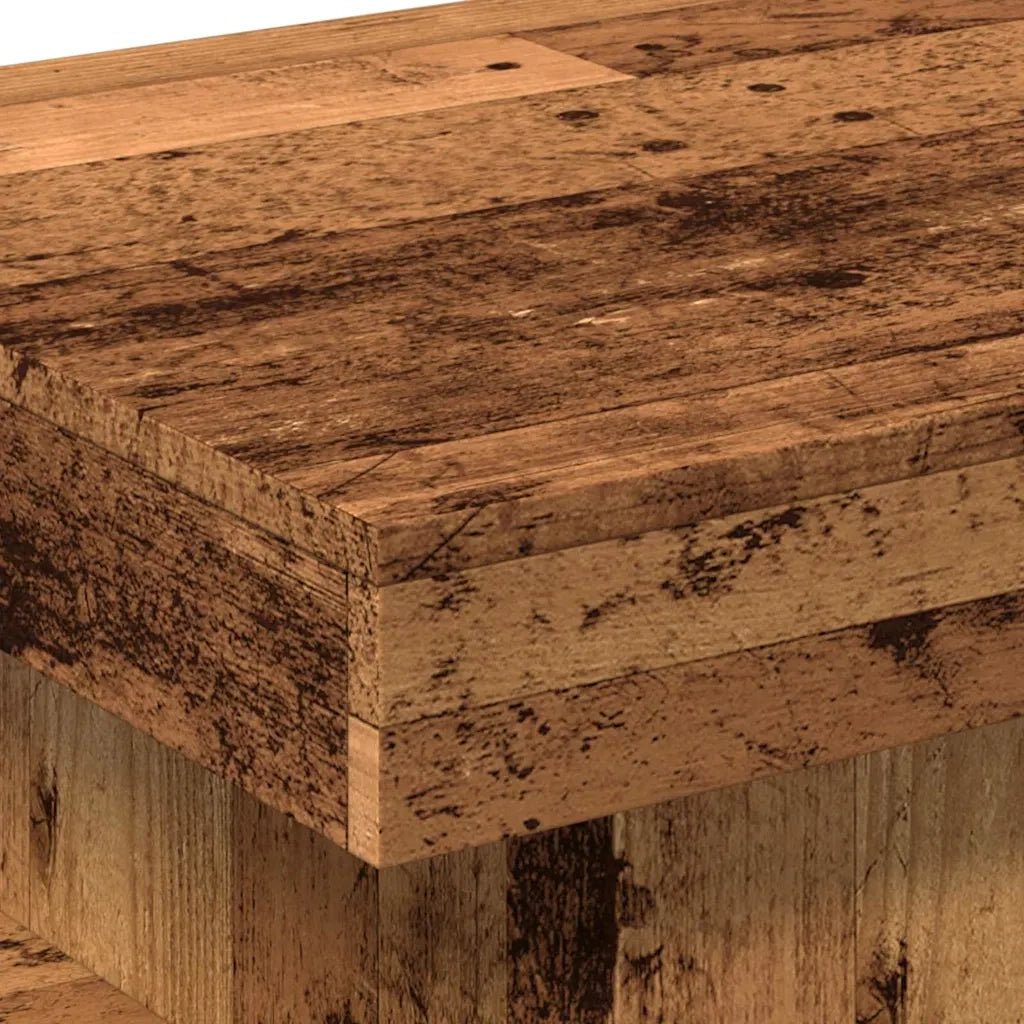 Tavolino da Salotto con Luci LED Legno Antico 50x50x40 cm