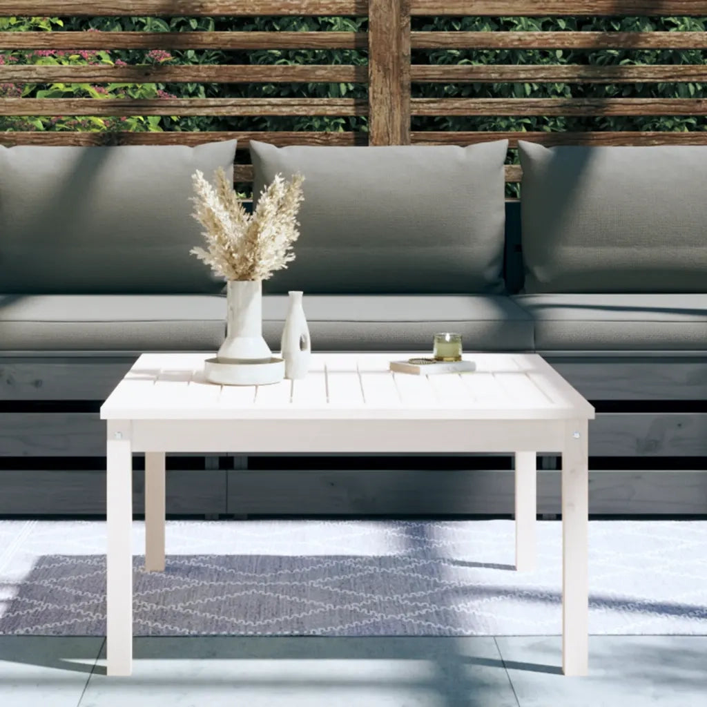 Tavolo da Giardino Bianco 82,5x82,5x45cm Legno Massello di Pino 824121